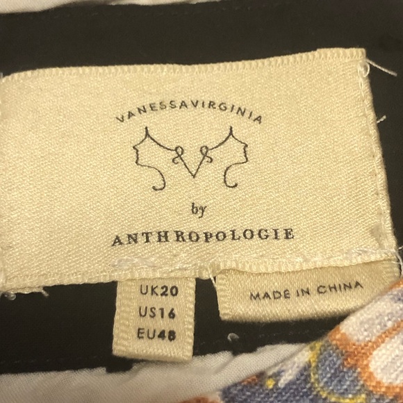 Anthropologie Vanessa Virginia  beige & Navy Country French Shift Dress 16 NWT - Picture 7 of 16